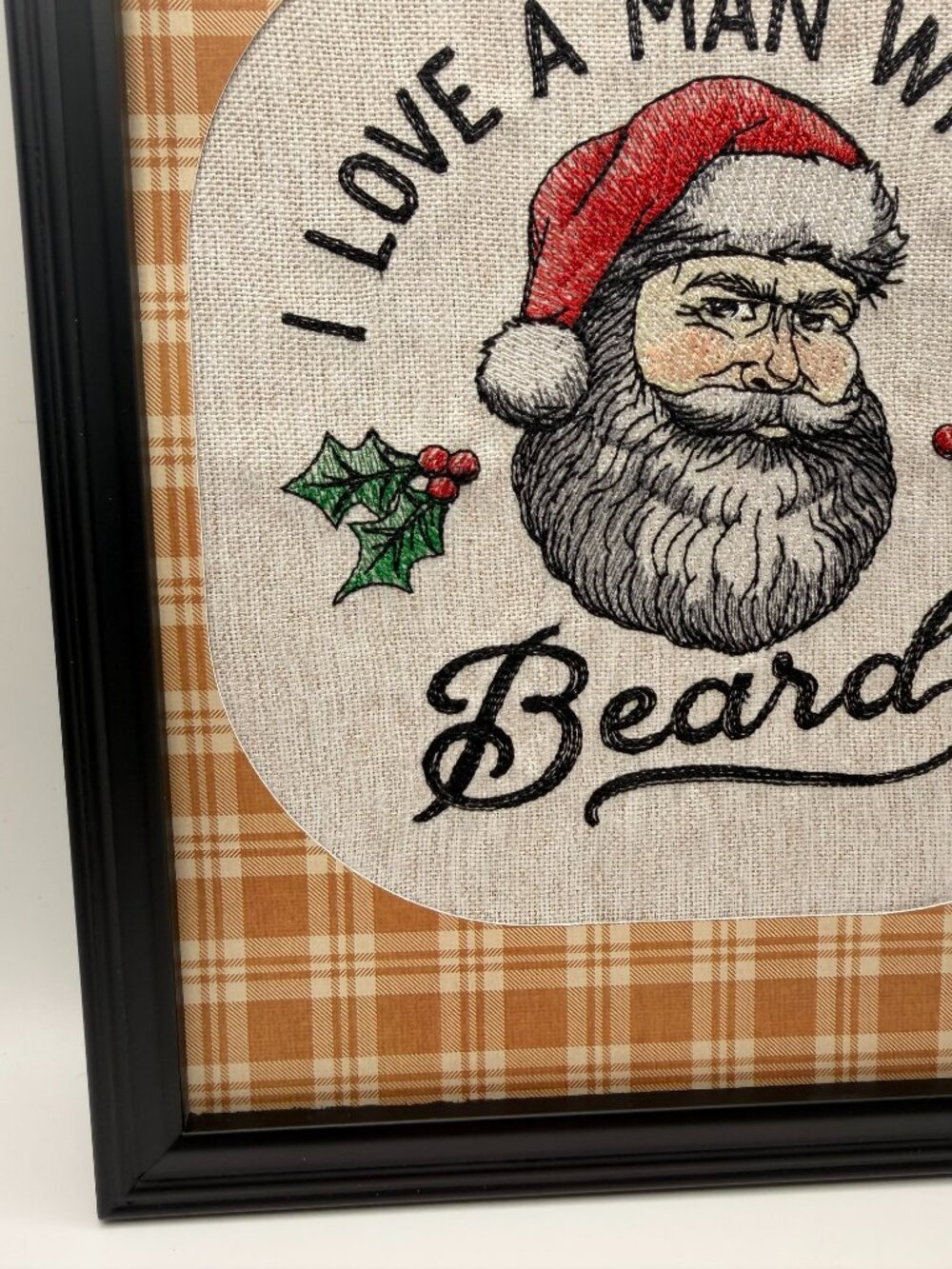 Homemade "I Love A Man With A Beard" 8X10 Embroidery Art - Picture 5 of 6